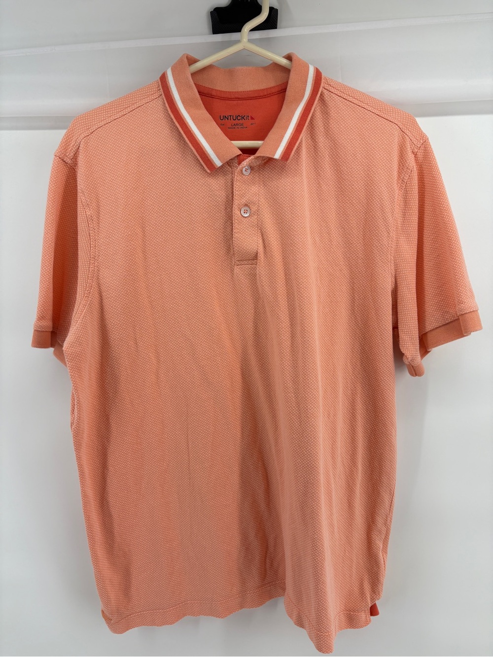 UNTUCKit Aiden Polo Shirt Mens Large Orange Short Sleeve Regular Fit 40927